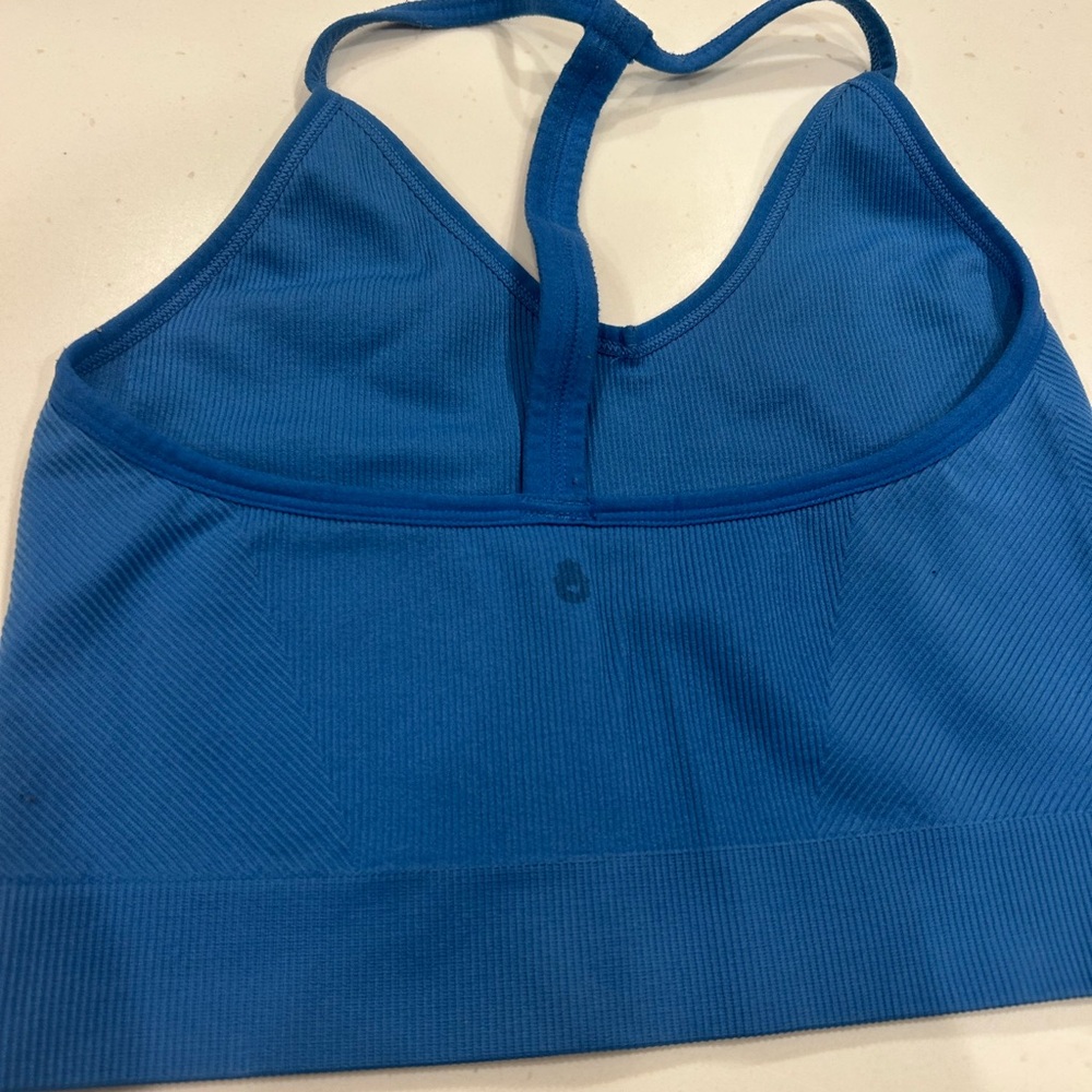 Blue Ribbed Seamless Racerback Bralette - Women spiritual gangster